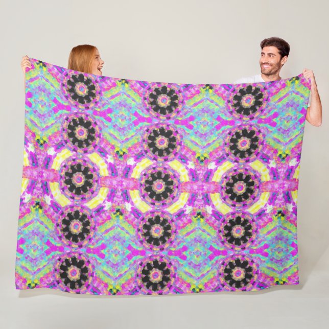 Triblal Pink Design Fleece Blanket (In Situ)