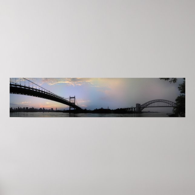 Triborough and Hell Gate Bridges Panorama Poster (Front)