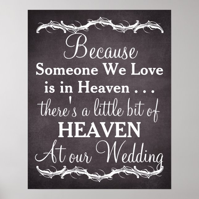 Tribute heaven loved ones chalkboard wedding sign (Front)