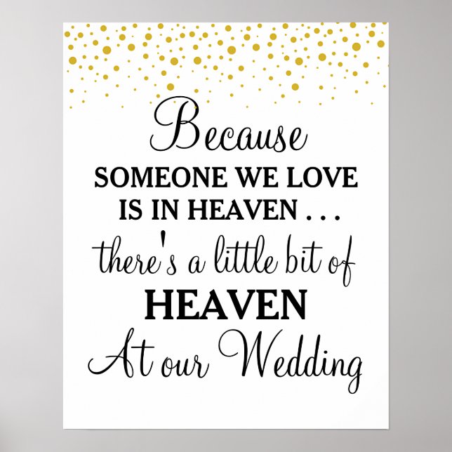 Tribute heaven loved ones gold dots wedding sign (Front)