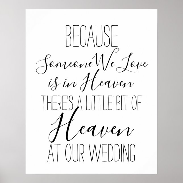 Tribute heaven loved ones minimalist wedding sign (Front)