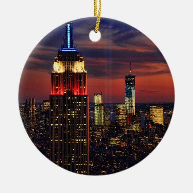 Tribute In Light Sept 11, World Trade Cntr ESB #1 Ceramic Ornament (Front)