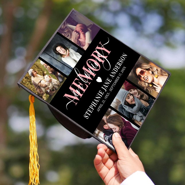 Tribute 'In Loving Memory' Photo Collage Memorial Graduation Cap Topper (Creator Uploaded)