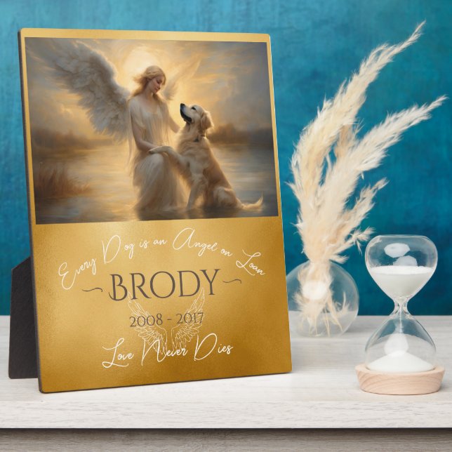 Tribute Loss of Golden Retriever Angel Art Plaque (Side)