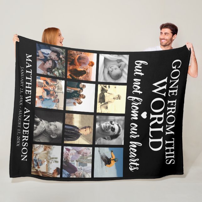 Tribute Photo Collage Keepsake Memorial Fleece Blanket (In Situ)