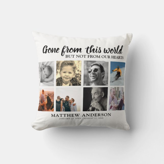 Tribute Photo Collage Memorial Remembrance Throw Pillow (Front)