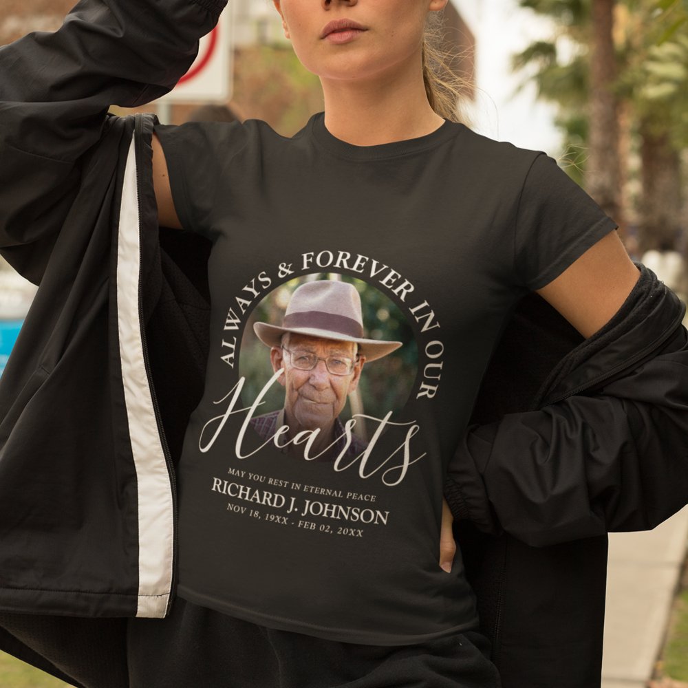 Discover Tribute Photo Memorial 'Forever in our Hearts' Personalized T-Shirt