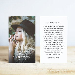 Tribute Photo Sympathy Funeral Prayer Card