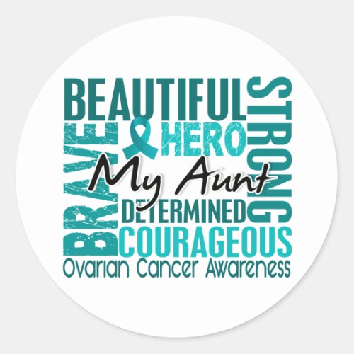 Tribute Square Aunt Ovarian Cancer Classic Round Sticker