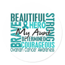 Tribute Square Aunt Ovarian Cancer Classic Round Sticker