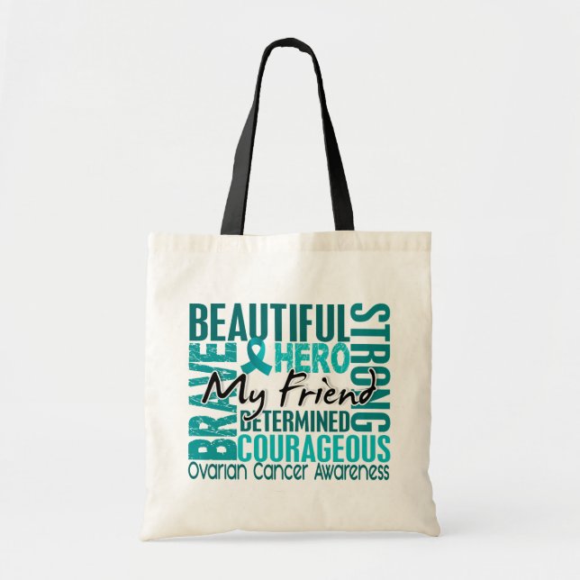 Tribute Square Friend Ovarian Cancer Tote Bag (Front)