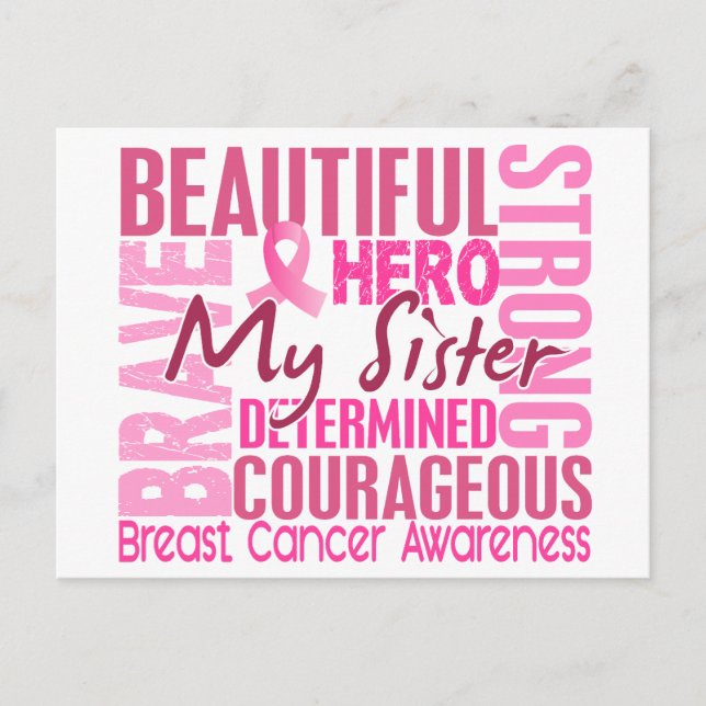 Tribute Square Sister Breast Cancer Postcard (Front)
