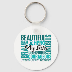 Tribute Square Sister Ovarian Cancer Keychain
