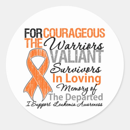 Tribute Support Leukemia  Awareness Classic Round Sticker