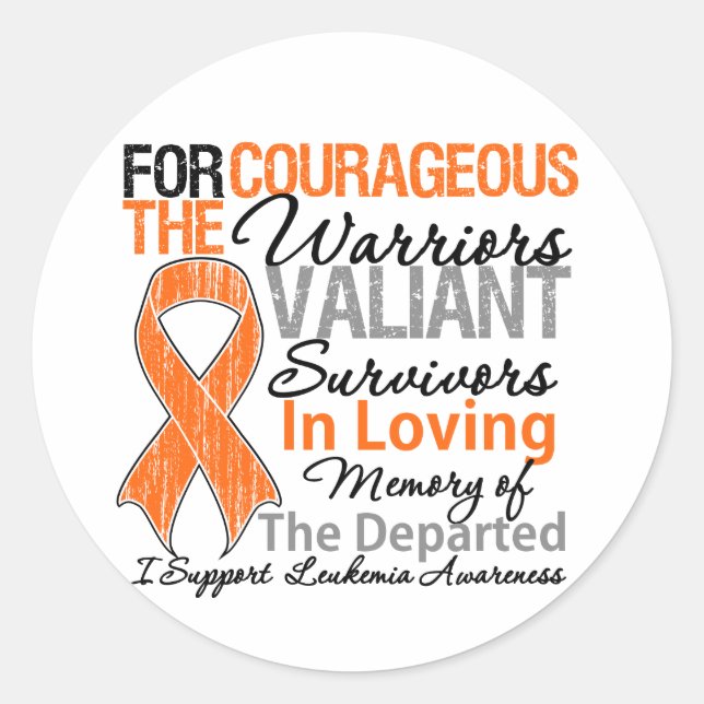 Tribute Support Leukemia  Awareness Classic Round Sticker (Front)