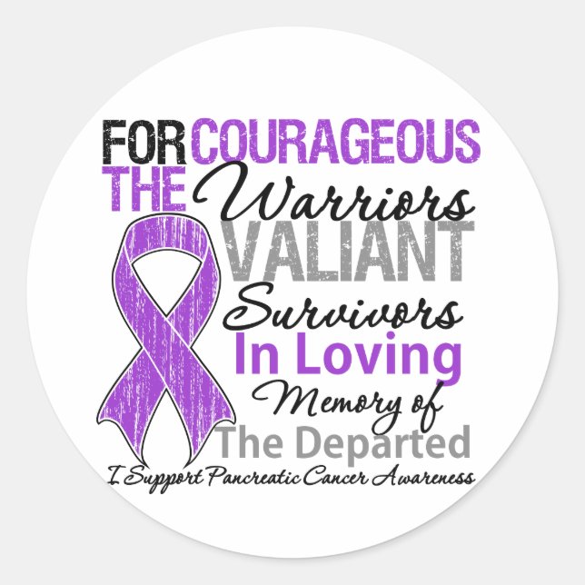 Tribute Support Pancreatic Cancer Awareness Classic Round Sticker (Front)