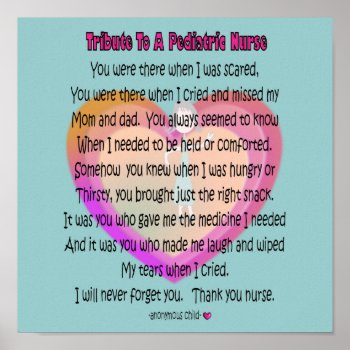 Tribute To A Pediatric Nurse Poem Canvas Art Poster by ProfessionalDesigns at Zazzle