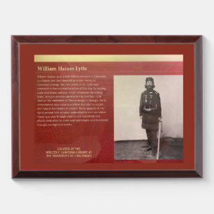 Tribute to Gen. Wm Haines Lytle by Univ Cincinnati Award Plaque