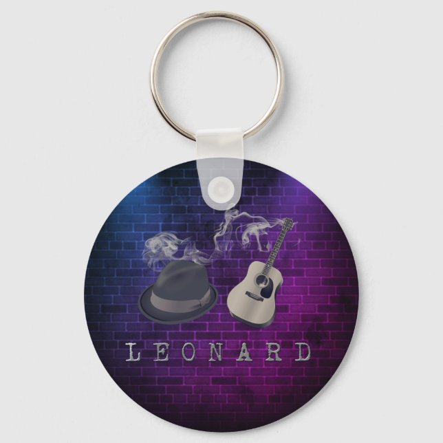 Tribute to Leonard blue purple lights Keychain (Front)