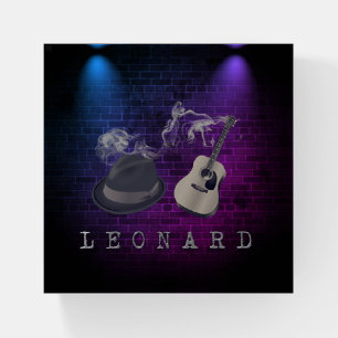 Tribute to Leonard blue purple lights Paperweight