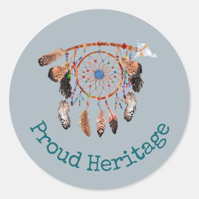 Tribute to Native American Indian, Dreamcatcher Classic Round Sticker (Front)