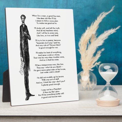 Tribute to President Abraham Lincoln Vintage Poem Plaque