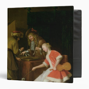 Tric-trac Players with a Lady and Her Dog 3 Ring Binder