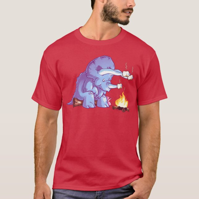Triceramallows camp fire dinosaur funny T-Shirt (Front)