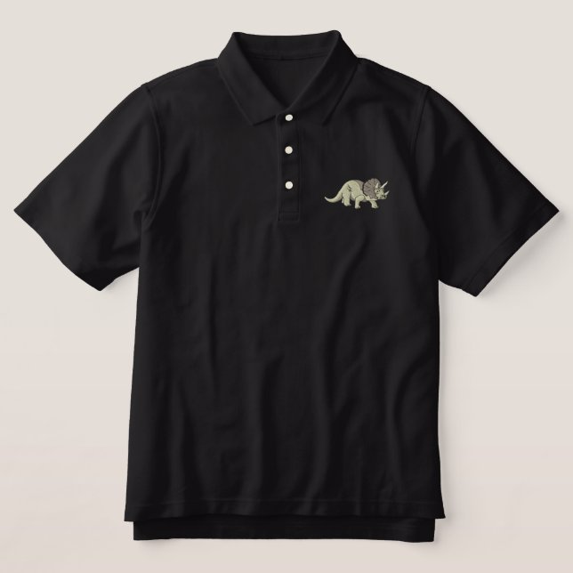 Triceratops #2 embroidered polo shirt (Design Front)