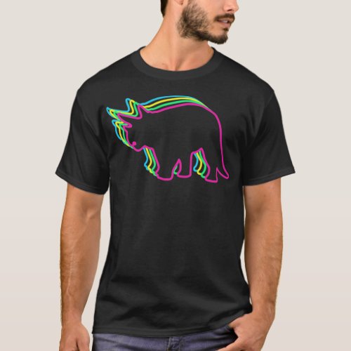 Triceratops 80s Neon T_Shirt