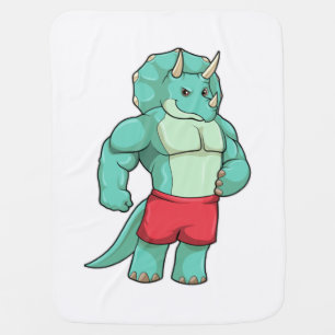 Triceratops as Bodybuilder at Bodybuilding Baby Blanket