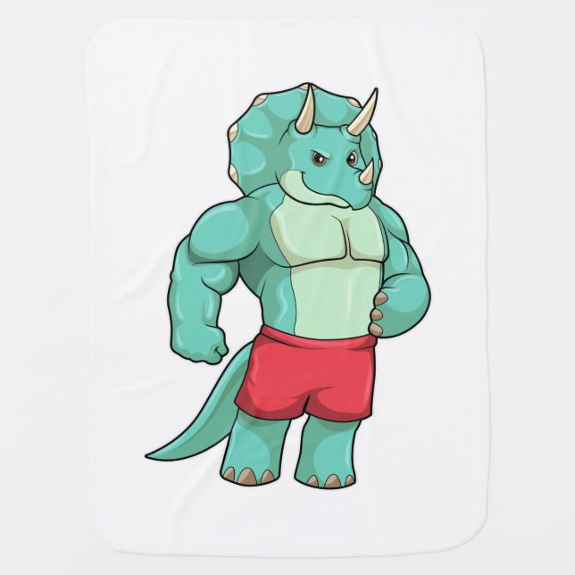 Triceratops as Bodybuilder at Bodybuilding Baby Blanket (Front)