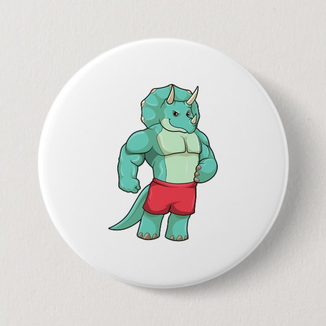 Triceratops as Bodybuilder at Bodybuilding Button (Front)