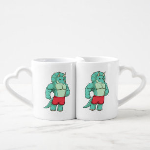 Triceratops as Bodybuilder at Bodybuilding Coffee Mug Set