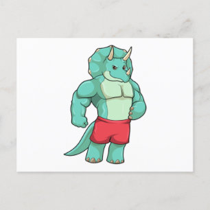 Triceratops as Bodybuilder at Bodybuilding Postcard