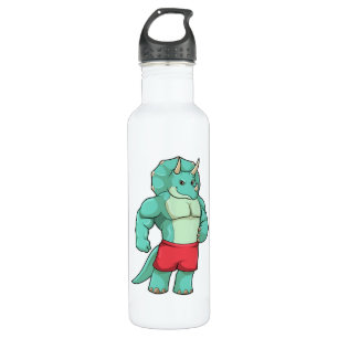 Triceratops as Bodybuilder at Bodybuilding Stainless Steel Water Bottle