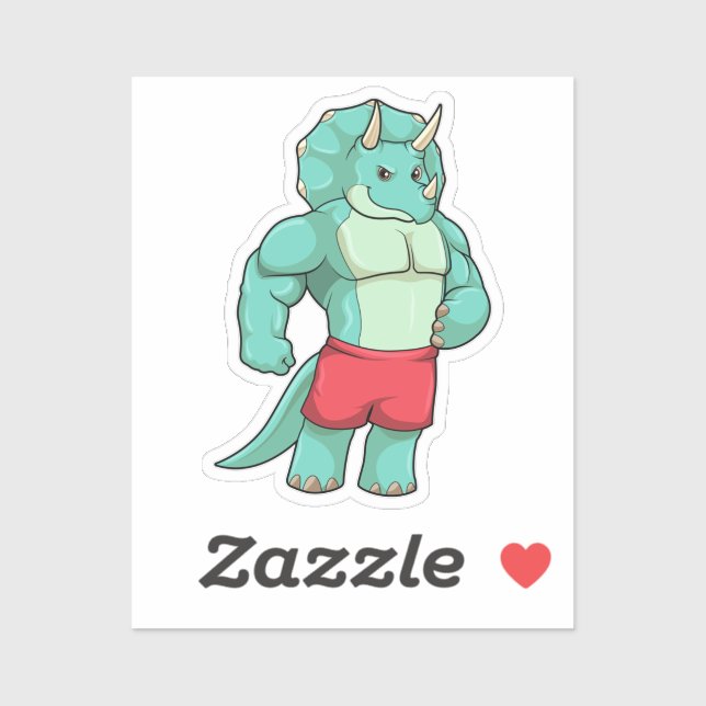 Triceratops as Bodybuilder at Bodybuilding Sticker (Sheet)