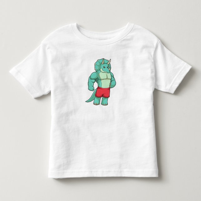 Triceratops as Bodybuilder at Bodybuilding Toddler T-shirt (Front)