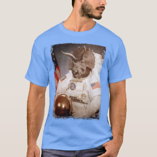 Triceratops Astronaut Dinosaur Space Suit Moon Din T-Shirt