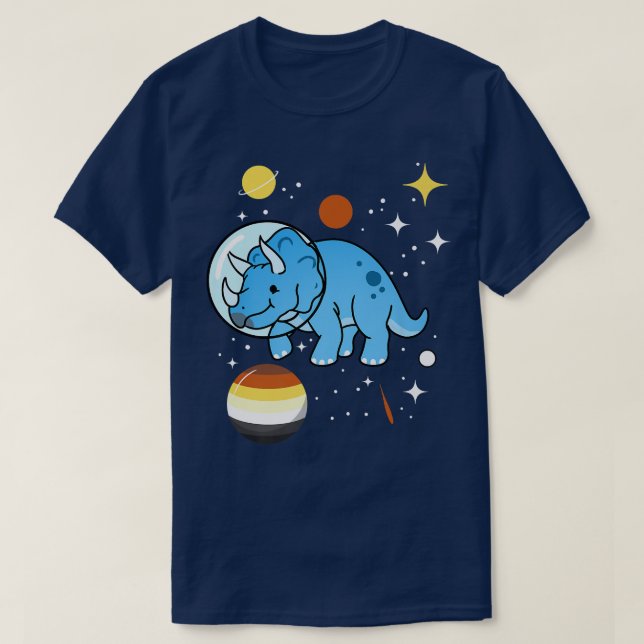 Triceratops Astronaut Gay Bear Pride  T-Shirt (Design Front)