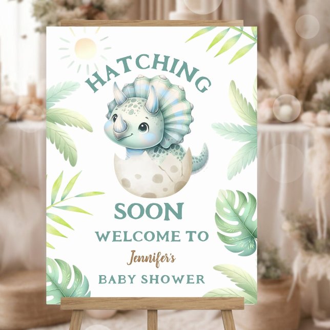  Triceratops Boy Dinosaur Baby Shower Welcome Sign (Creator Uploaded)