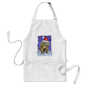 Triceratops Christmas Adult Apron