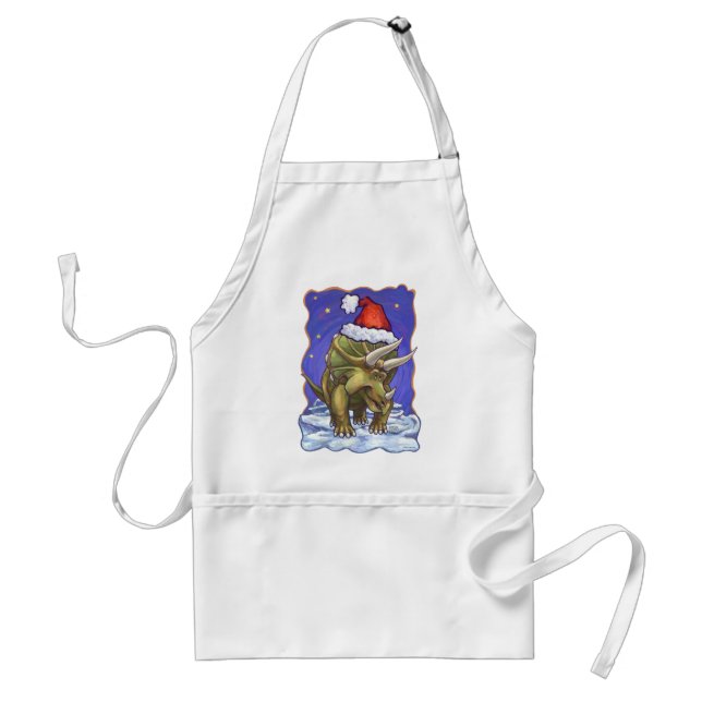 Triceratops Christmas Adult Apron (Front)