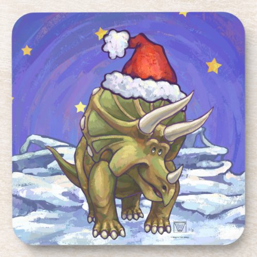 Triceratops Christmas Coaster