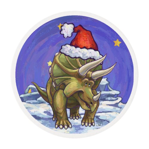 Triceratops Christmas Edible Frosting Rounds