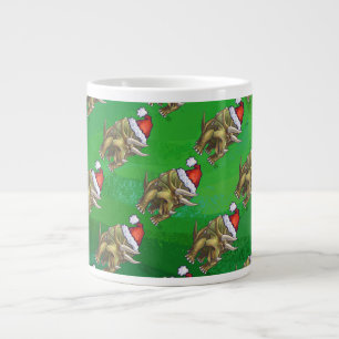 Triceratops Christmas Green Large Coffee Mug