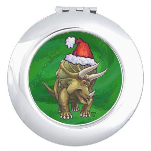 Triceratops Christmas Green Makeup Mirror