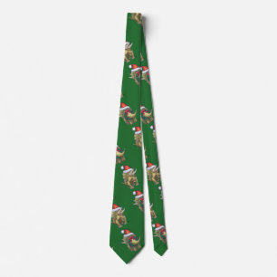 Triceratops Christmas Green Neck Tie