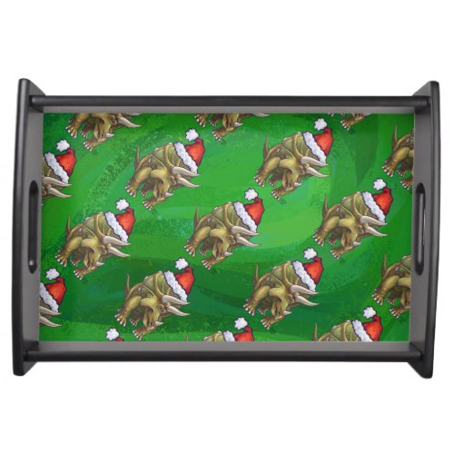 Triceratops Christmas Green Serving Tray