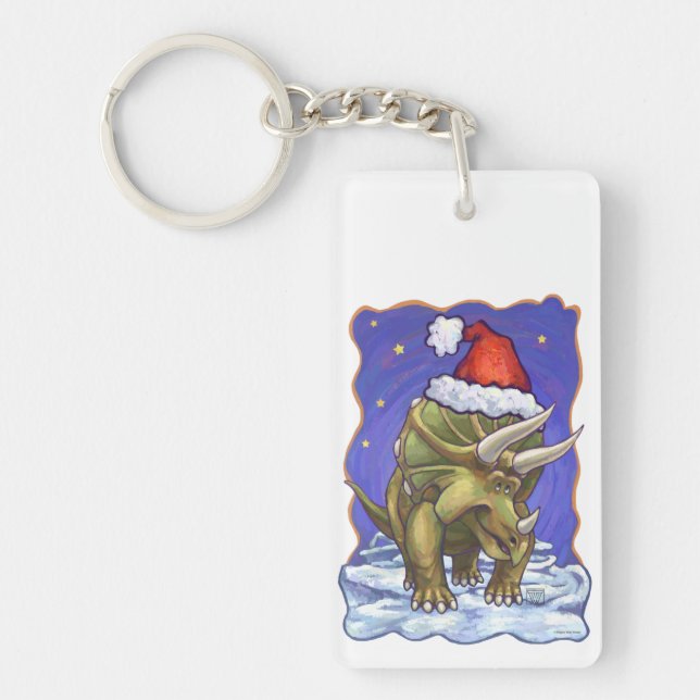 Triceratops Christmas Keychain (Front)
